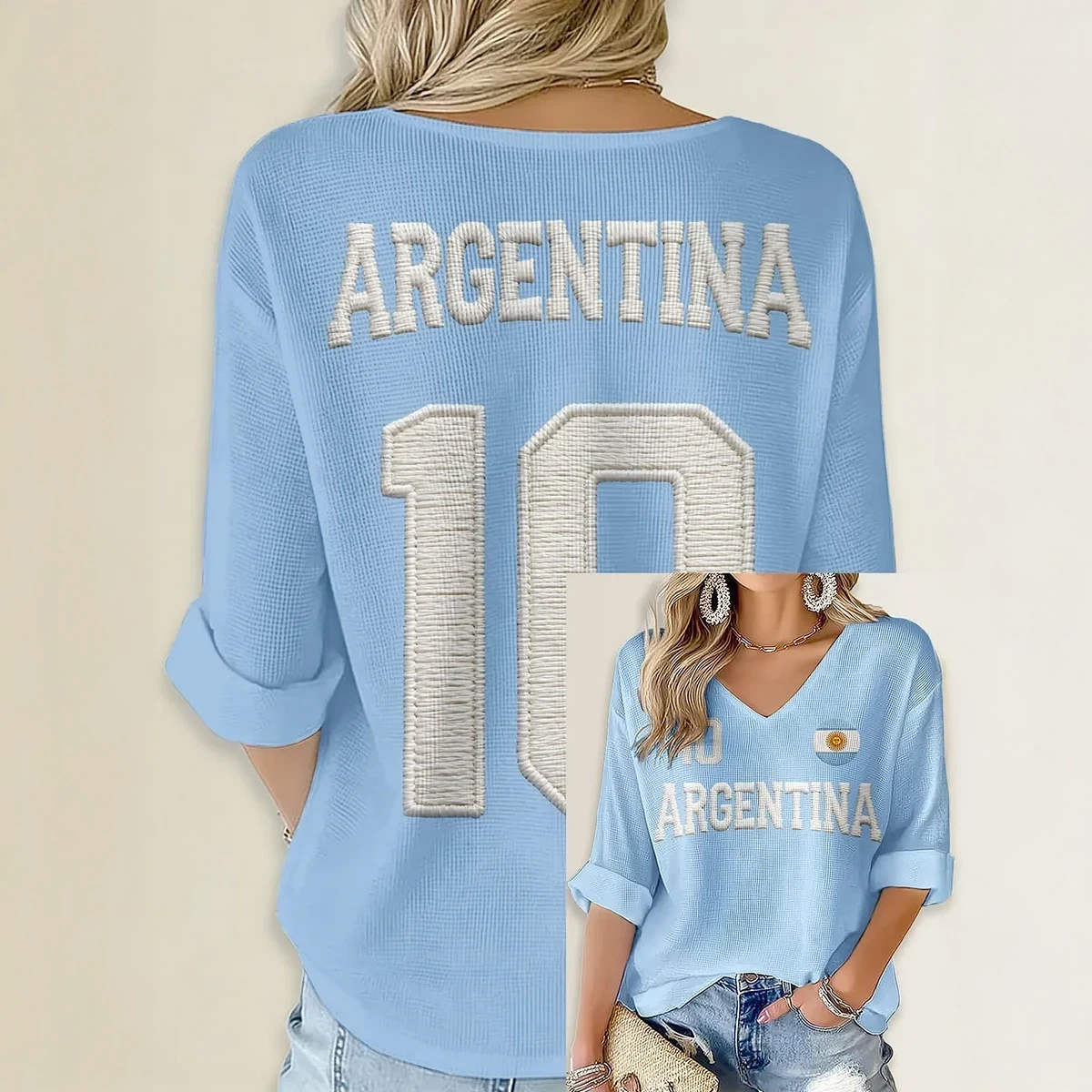 Argentina 2026 FIFA World Cup 10 V Neck Long Sleeve Shirt Argentina National Soccer Team Merch.webp Argentina 2026 FIFA World Cup 10 V Neck Long Sleeve Shirt Argentina National Soccer Team Merch.webp