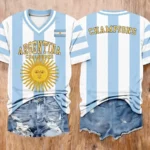 Argentina Champions Sun Graphic V Neck Shirt 2026 FIFA World Cup Shirt Best For Mothers Day.webp