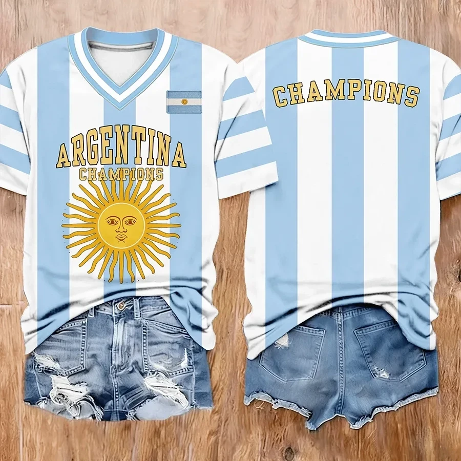 Argentina Champions Sun Graphic V Neck Shirt 2026 FIFA World Cup Shirt Best For Mothers Day.webp Argentina Champions Sun Graphic V Neck Shirt 2026 FIFA World Cup Shirt Best For Mothers Day.webp