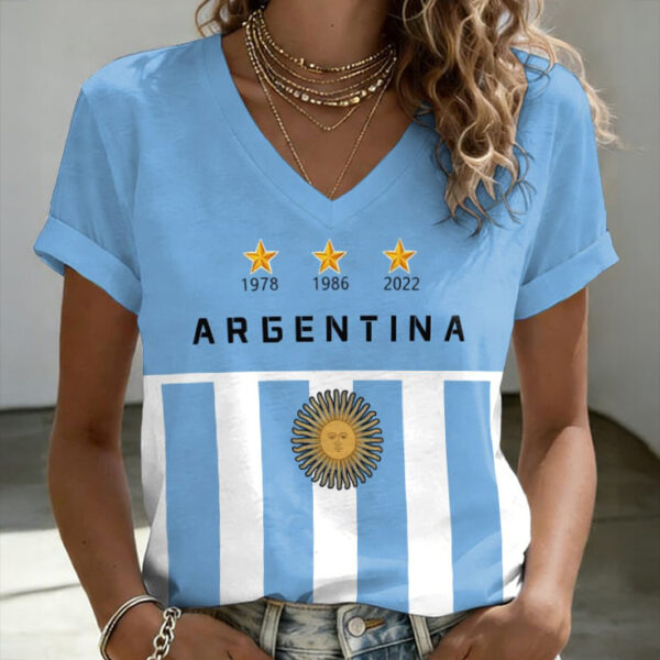 Argentina World Cup 2026 Group Stage Matches V Neck Shirt Game Day Clothes Soccer Gear.jpeg