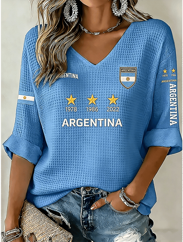 Argentina World Cup Games V Neck Long Sleeve Shirt FIFA World Cup Merch Soccer Players Gifts.png