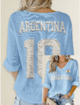 Argentina World Cup M10 V Neck Long Sleeve Shirt Argentina Soccer Apparel M10 Fan Gifts.png