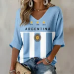 Argentine 2026 FIFA World Cup V Neck Long Sleeve Shirt Game Day Clothing Soccer Lover Present.webp