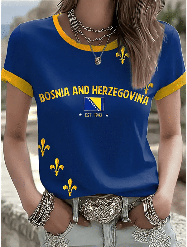 Bosnia And Herzegovina World Cup EST 1992 Shirt Soccer Fan Clothing For Women.png