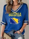 Bosnia FIFA World Cup V Neck Long Sleeve Shirt World Cup 2026 Merch Soccer Players Gifts.jpeg