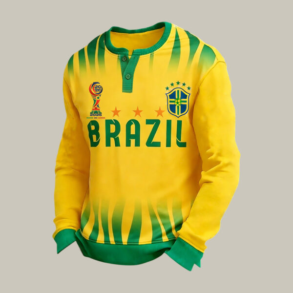 Brazil FIFA World Cup Team Button Long Sleeve Shirt World Cup 2026 Apparel Best Fan Gift.jpeg