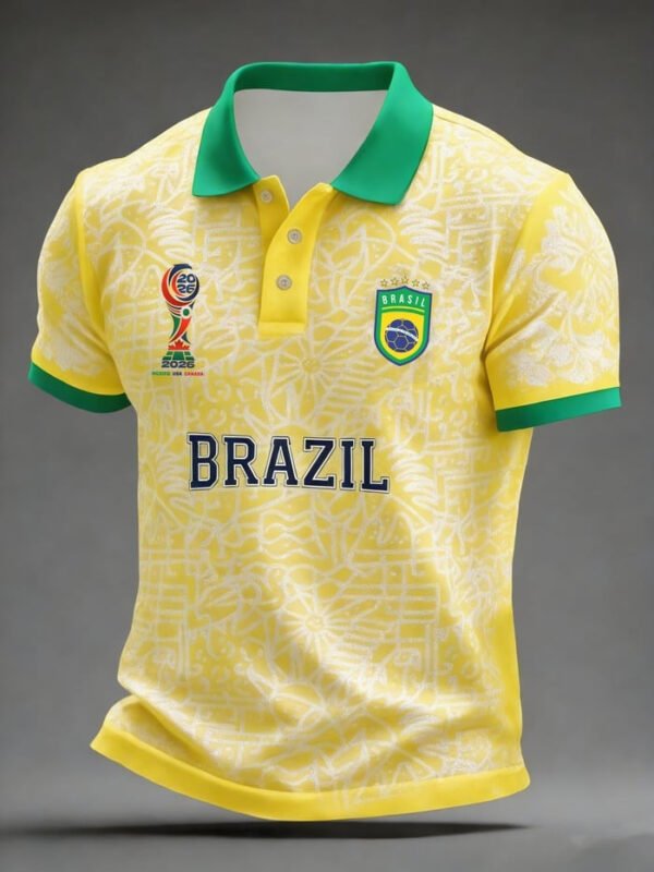 Brazil World Cup 2026 Merch Team Brazil Polo Shirt Match Day Clothes For Soccer Fan.jpeg