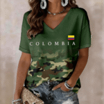 Colombia World Cup 2026 Camo V Neck Shirt Soccer Apparel For World Cup Fan.png