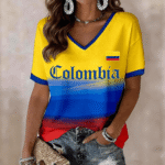 Colombia World Cup 2026 V Neck Shirt Colombia World Cup Group Clothing For Fan.png