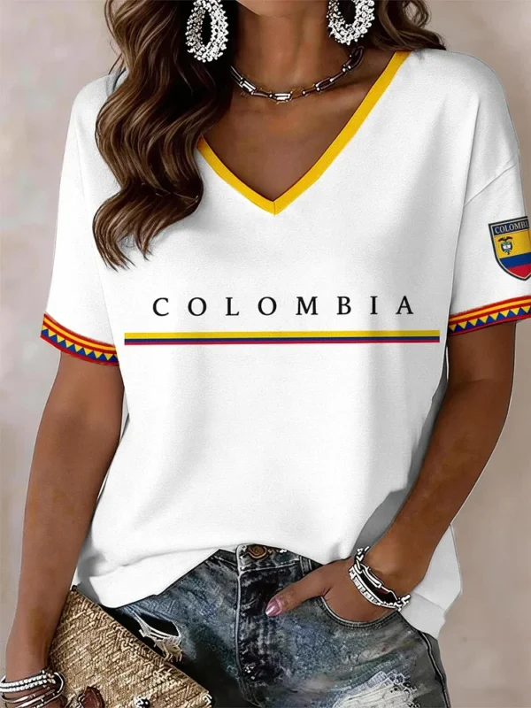 Colombia World Cup 2026 V Neck Shirt FIFA World Cup Merch For Sports Lovers.webp