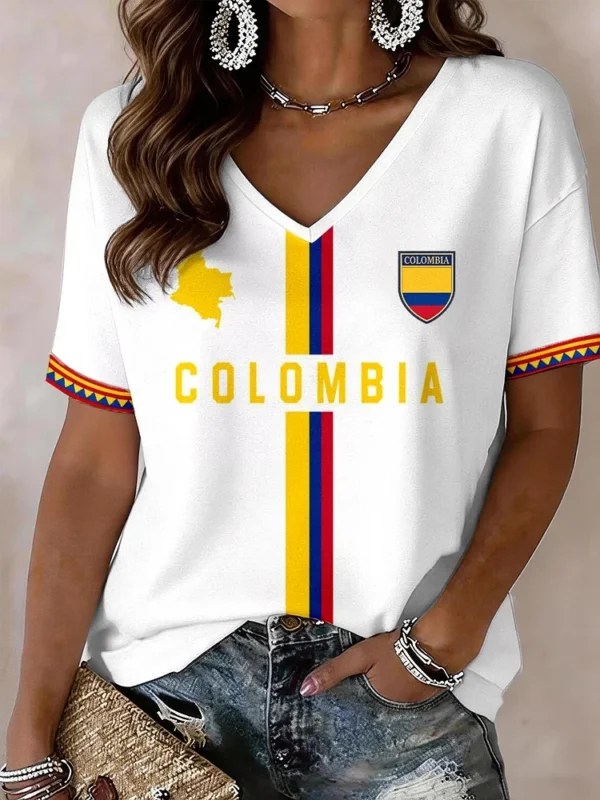 Colombia World Cup 2026 V Neck Shirt World Cup Merch Colombian Apparel Fan Gifts.webp