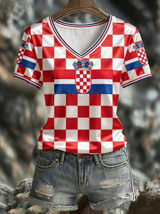 Croatia FIFA World Cup 2026 V Neck Shirt Croatia Group World Cup Apparel Fan Gifts.jpeg