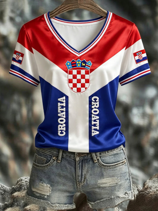 Croatia FIFA World Cup 2026 V Neck Shirt Haiti Soccer Outfits For Mothers Day.jpeg