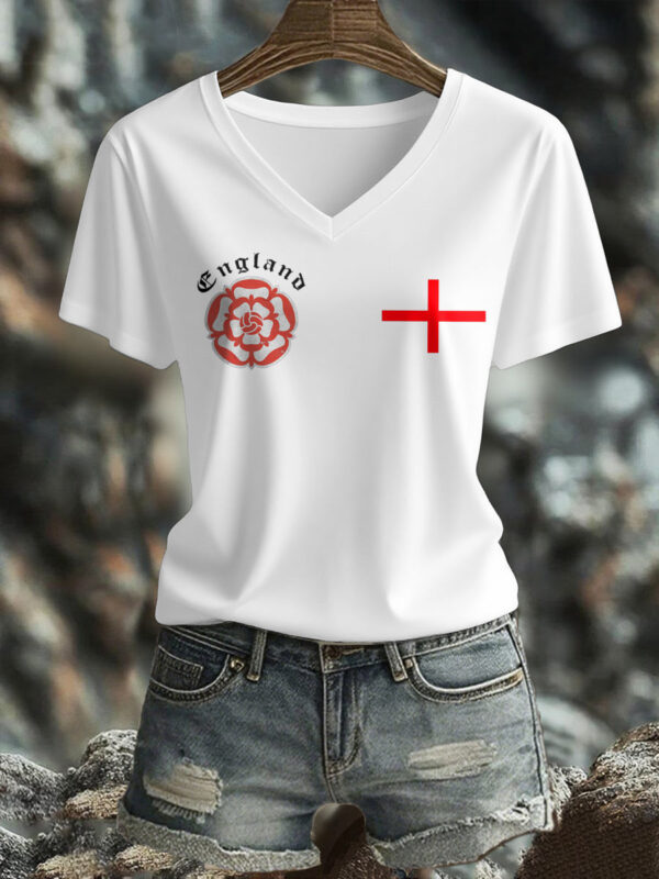 England World Cup 2026 Merch England Tudor Rose V Neck Shirt Game Day Clothes Gifts Idea.jpeg