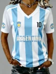 FIFA World Cup 2026 Argentina M10 V Neck Shirt Argentina Soccer Apparel For Messi Fan.webp