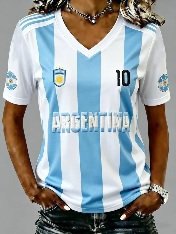 FIFA World Cup 2026 Argentina M10 V Neck Shirt Argentina Soccer Apparel For Messi Fan.webp