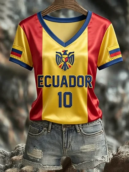 FIFA World Cup 2026 Ecuador V Neck Shirt Ecuador FIFA Clothing For Football Fan.webp