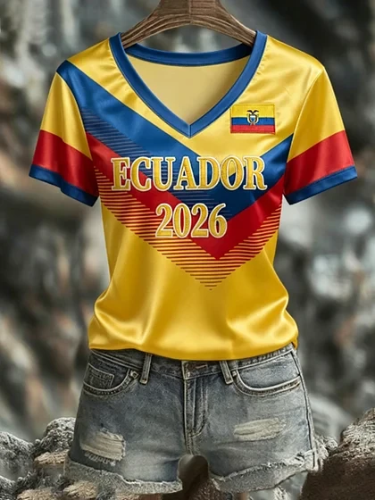 FIFA World Cup 2026 Ecuador V Neck Shirt Ecuador FIFA World Cup Cloth Best Football Gifts.webp