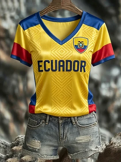 FIFA World Cup 2026 Ecuador V Neck Shirt Ecuador World Cup Apparel Football Lover Gifts.webp