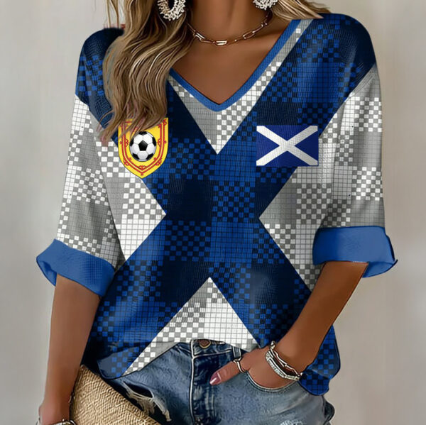 FIFA World Cup 2026 Scotland V Neck Long Sleeve Shirt World Cup Apparel Soccer Lover For Wife.jpeg