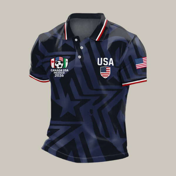 FIFA World Cup 2026 USA Polo Shirt American Flag Soccer Clothes For Husband.jpeg