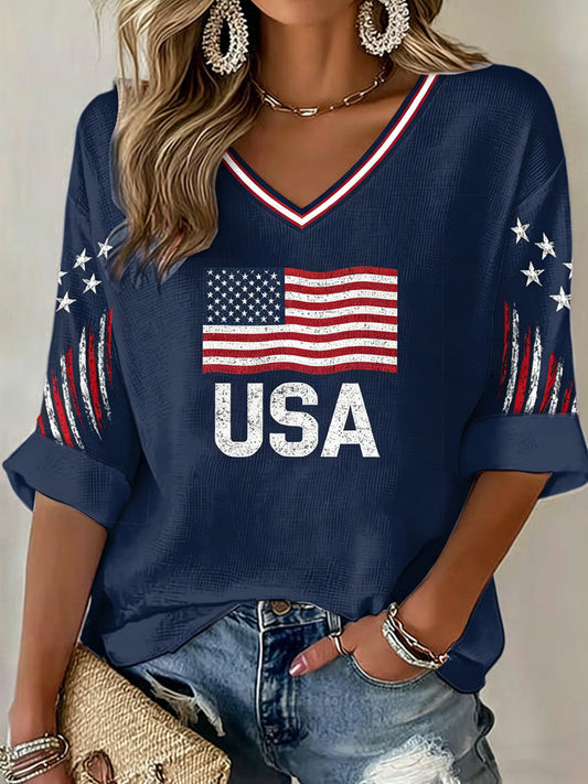 FIFA World Cup 2026 USA V Neck Long Sleeve Shirt USA World Cup Apparel For Fan.jpeg