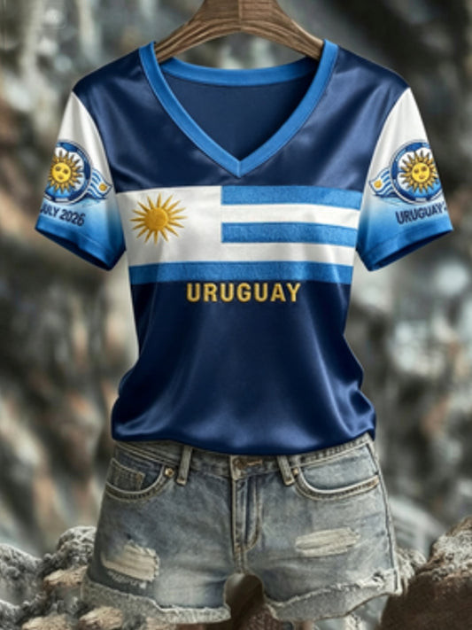 FIFA World Cup 2026 Uruguay V Neck Shirt World Cup Uruguay Apparel Football Fan Gift.jpeg