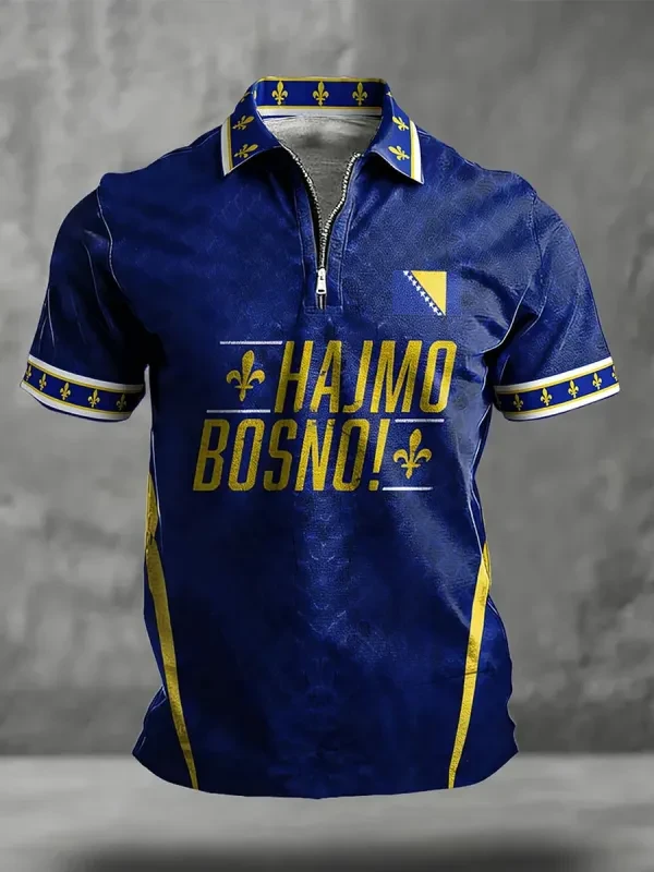 FIFA World Cup Bosnia Hajmo Bosno Zip Polo Shirt Bosnia World Cup Merch Soccer Fan Gifts.webp