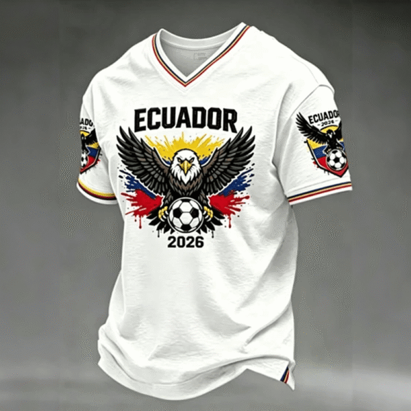 FIFA World Cup Ecuador 2026 V Neck Shirt Ecuador Soccer Clothing For World Cup Fan.png