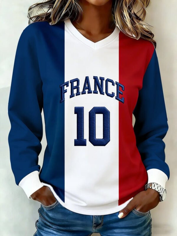 France World Cup 2026 Merch France World Cup Squad 10 V Neck Long Sleeve Shirt Fan Gifts.jpeg