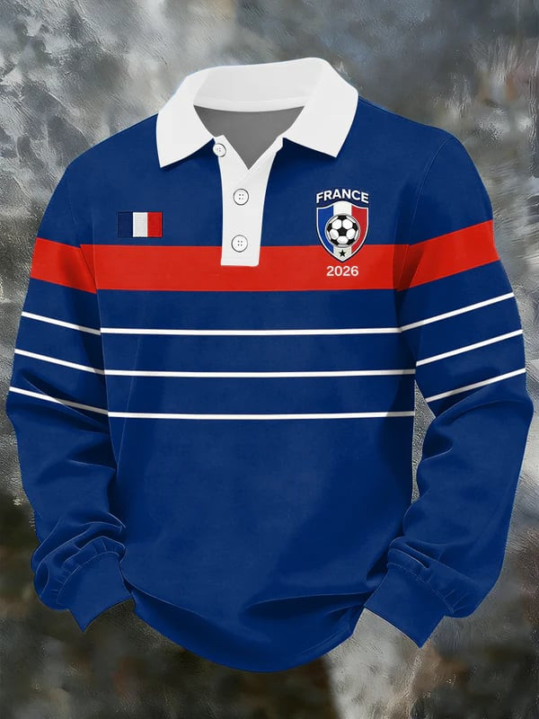 France World Cup 2026 Merch Team France Soccer Long Sleeve Polo Shirt For Him.jpeg
