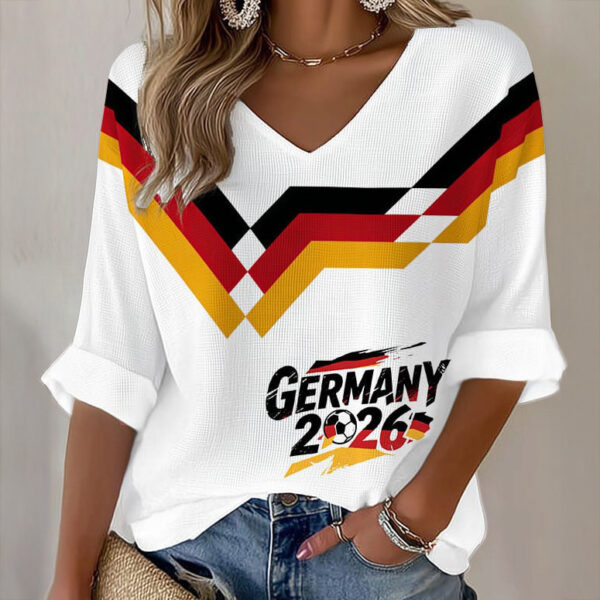 Germany FIFA Club World Cup Bracket V Neck Long Sleeve Shirt Soccer Fan Apparel Game Day Gear.jpeg