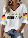 Germany World Cup Team 1954 1974 1990 2014 V Neck Long Sleeve Shirt World Cup Merch.jpeg