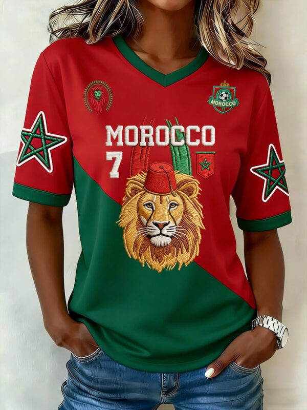 Morocco World Cup 2026 Merch Atlas Lions Morocco V Neck Jersey Game Day Apparel.jpeg