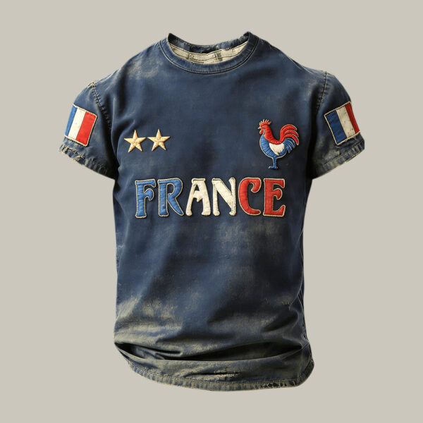 Retro French Rooster Pattern T Shirt 2026 FIFA World Cup Clothes For Husband.jpeg