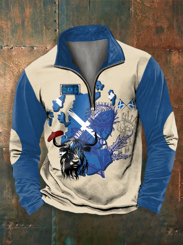 Scotland World Cup 2026 Merch Highland Cow Soccer Zip Sweatshirt For Fan.jpeg