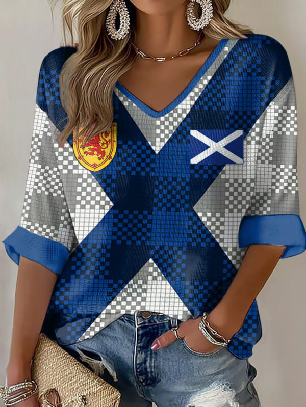Scotland World Cup 2026 Merch Tartan Army V Neck Long Sleeve Shirt World Cup Fan Gifts.jpeg