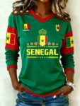 Senegal FIFA World Cup 2026 V Neck Long Sleeve Shirt World Cup 2026 Merch Fan Gifts.jpeg