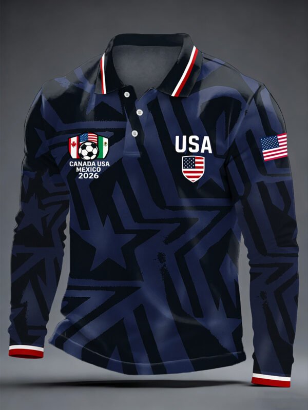 USA World Cup 2026 Long Sleeve Polo Shirt Soccer Apparel World Cup Merch For Him.jpeg