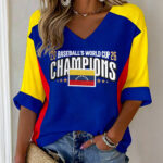 Venezuela 2026 Baseball World Cup Champions V Neck Long Sleeve Shirt Venezuela 2026 WBC Merch.jpeg