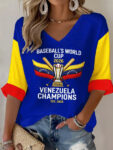 Venezuela WBC 2026 Champions V Neck Long Sleeve Shirt Baseball World Cup Shirts Fan Gifts.jpeg