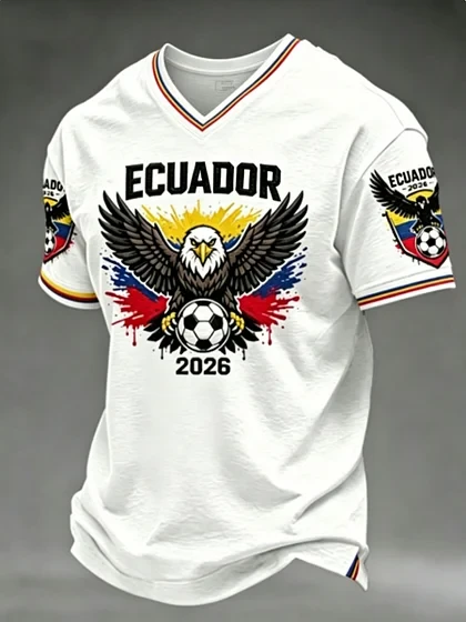World Cup 2026 Ecuador V Neck Shirt Ecuador FIFA World Cup Apparel For Football Fan.webp