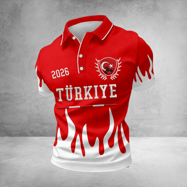 World Cup 2026 Turkey Polo Shirt Turkey Soccer Outfits Cool For Boyfriend.png