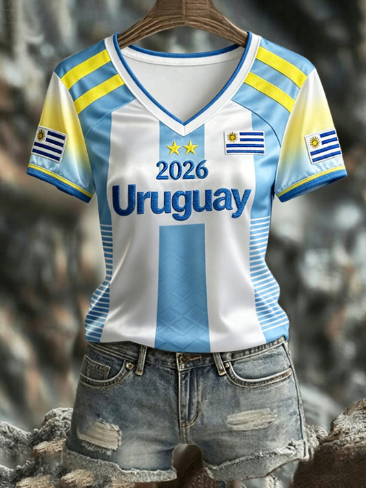 World Cup 2026 Uruguay V Neck Shirt FIFA Uruguay Apparel Gifts Ideas For Football Lovers.jpeg