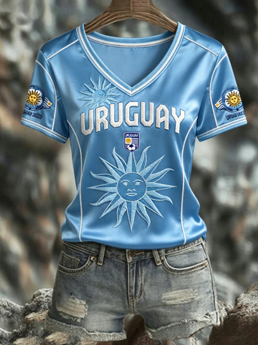 World Cup 2026 Uruguay V Neck Shirt FIFA Uruguay Apparel Presents For Football Lovers.jpeg
