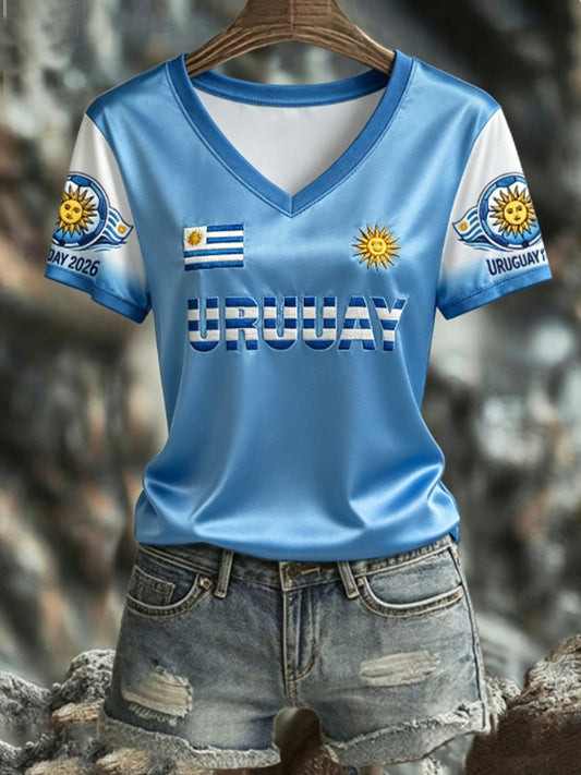 World Cup 2026 Uruguay V Neck Shirt Uruguay World Cup Apparel For Soccer Lover.jpeg