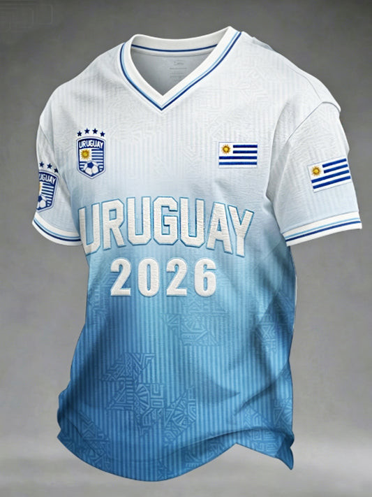 World Cup 2026 Uruguay V Neck Shirt World Cup Uruguay Apparel For Soccer Fan.jpeg